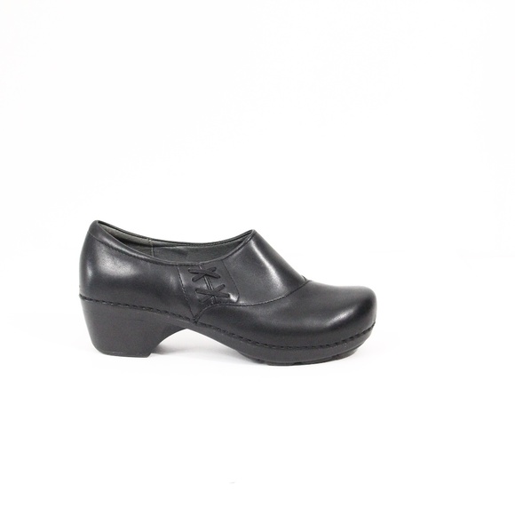 Dansko Platform Clogs Women Chunky Shoes Black Leather Slip on EU 40 - Picture 1 of 10